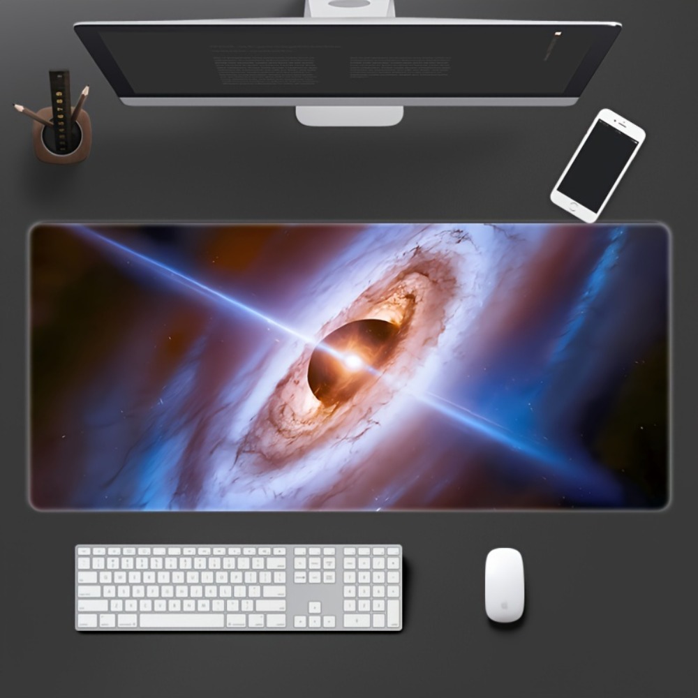 Desk Setup Simple - แผ่นรองโต๊ะทำงานรูปทรงสี่เหลี่ยมผืนผ้า ลายดาวเคราะห์ ฐานยางกันลื่น ซักทำความสะอาดได้ ตกแต่งสำนักงาน สำหรับเกมเมอร์