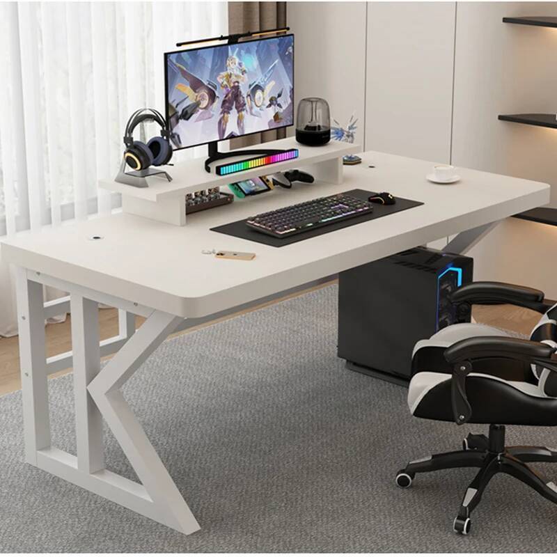 Desk Setup With Laptop And Monitor - โต๊ะเกมมิ่งรูปตัว L โต๊ะวางแล็ปท็อปแบบพับได้ ใช้ในเตียง โต๊ะทำงานสำหรับคอมพิวเตอร์ พร้อมขาตั้งจอ