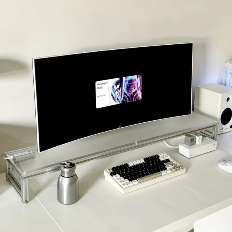 Desk Setup With Laptop And Monitor - อลูมิเนียมขาตั้งอะคริลิคเดสก์ท็อปRiserแล็ปท็อปชั้นวางSleek Ergonomicความสูงสําหรับโต๊ะทํางานการตั้งค่า