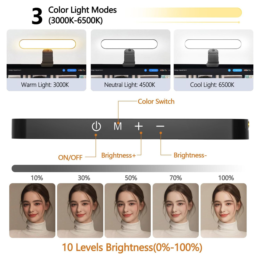โคมไฟหน้าจอ LED แบบสัมผัสปรับค - Desk Setup Videos บทวิจารณ์และราคา