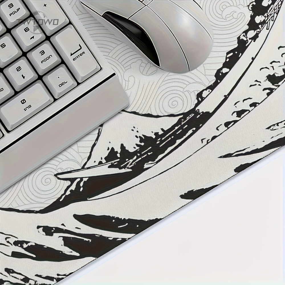 แผ่นรองโต๊ะลายคลื่นสีดำขาว ขนา - Desk Setup Simple บทวิจารณ์และราคา