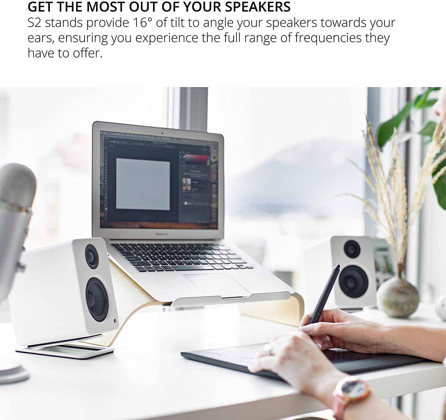 ลำโพงตั้งโต๊ะ2ชิ้นเป็นลำโพงบุ๊ - Desk Setup With Speakers บทวิจารณ์และราคา