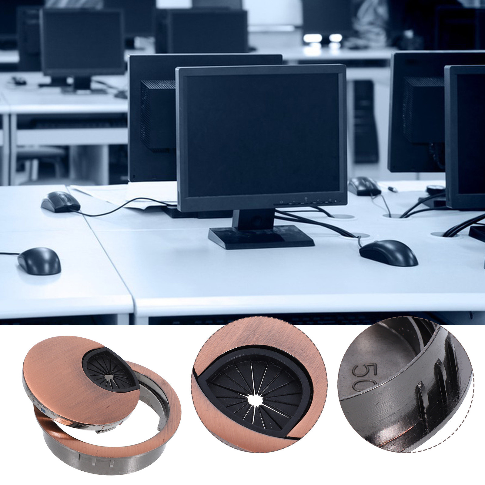 ช่องร้อยสายเคเบิลทรงกลมสำหรับจ - Desk Setup Simple บทวิจารณ์และราคา