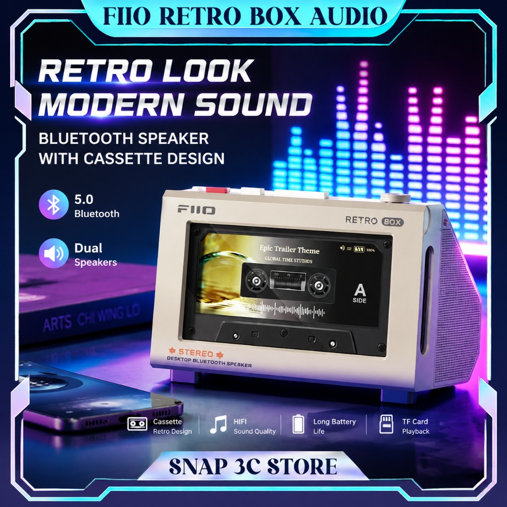 FiiO RETRO BOX ลำโพงสเตอริโอบล - Desk Setup With Speakers บทวิจารณ์และราคา
