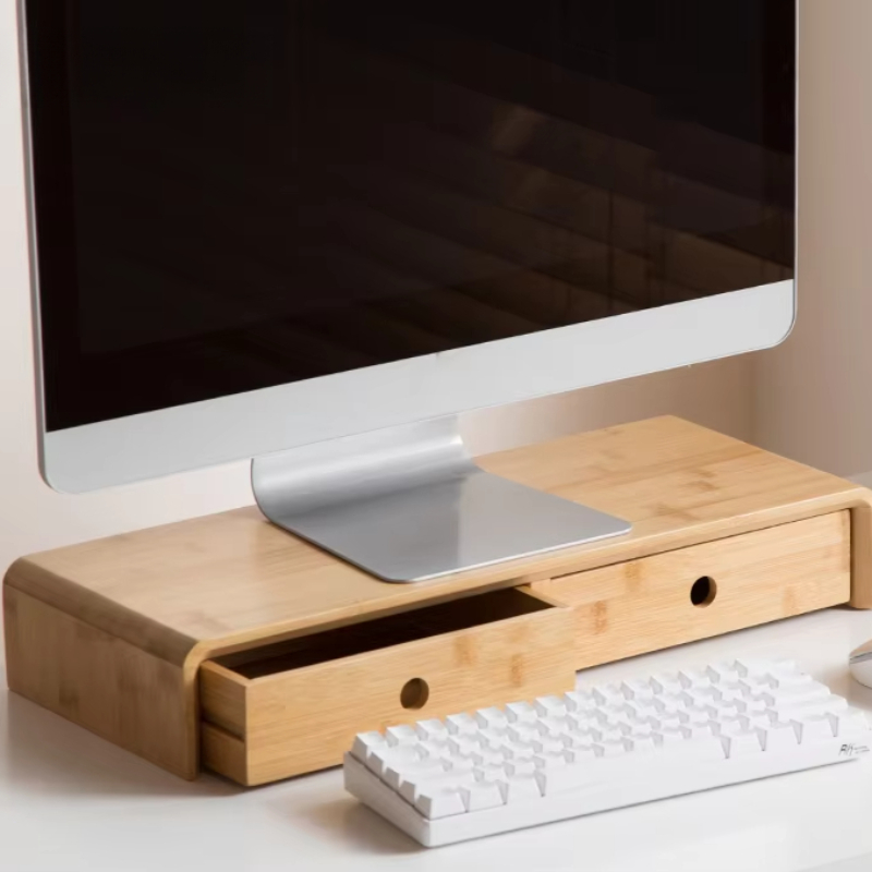 แท่นวางจอแล็ปท็อปไม้ไผ่ ที่วาง - Desk Setup With Laptop And Monitor บทวิจารณ์และราคา