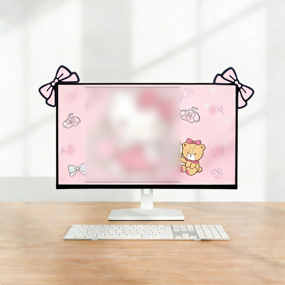 ของตกแต่งหน้าจอสีชมพูน่ารัก โบ - Desk Setup With Laptop And Monitor บทวิจารณ์และราคา